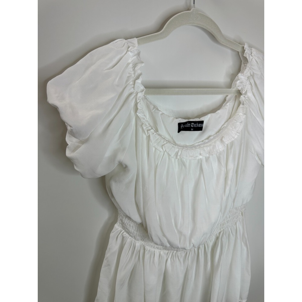 Scarlet Darkness Renaissance Pirate Pleated Shirt White Peplum Top M Medieval - Picture 3 of 10